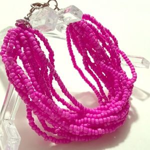 Pink Bead Elastic Bracelet